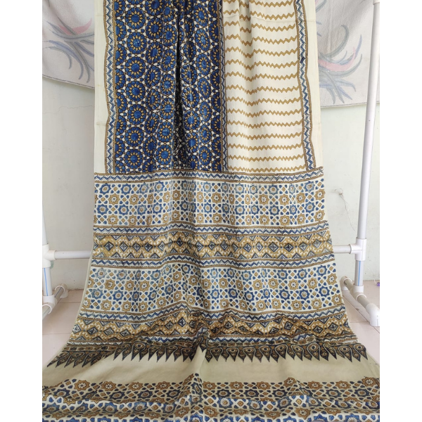 Ajrakh Block print Saree 